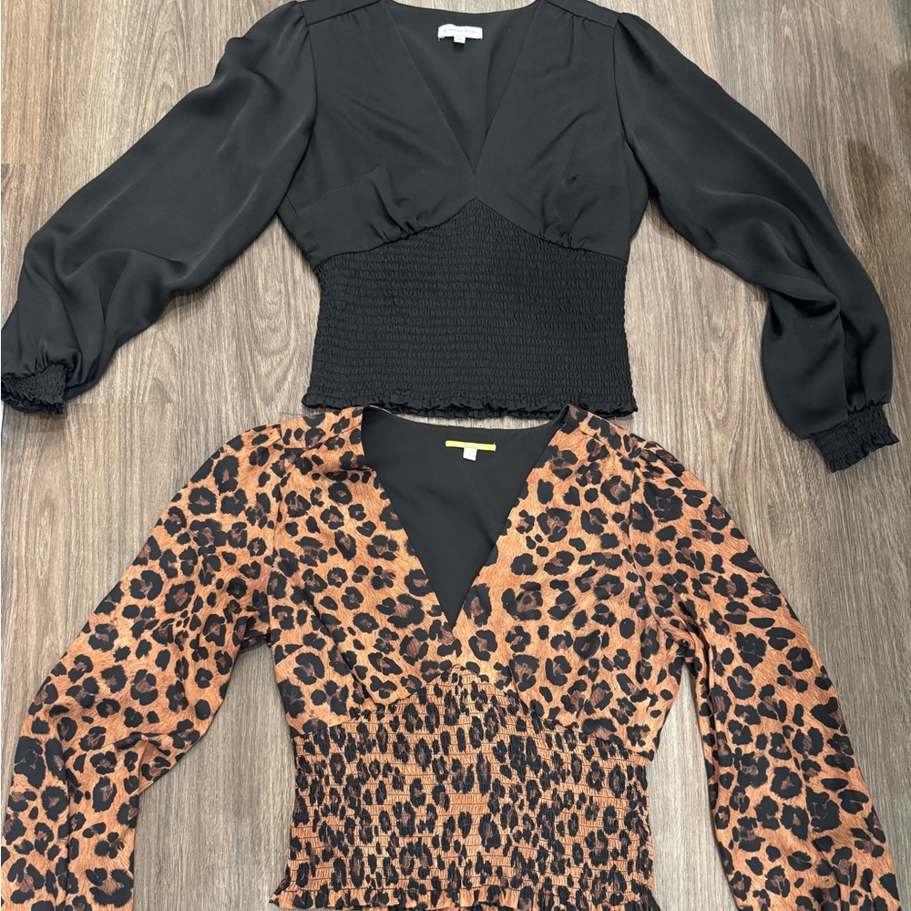 Gianni Bini Black Open-Front blouse & Leopard print blouse